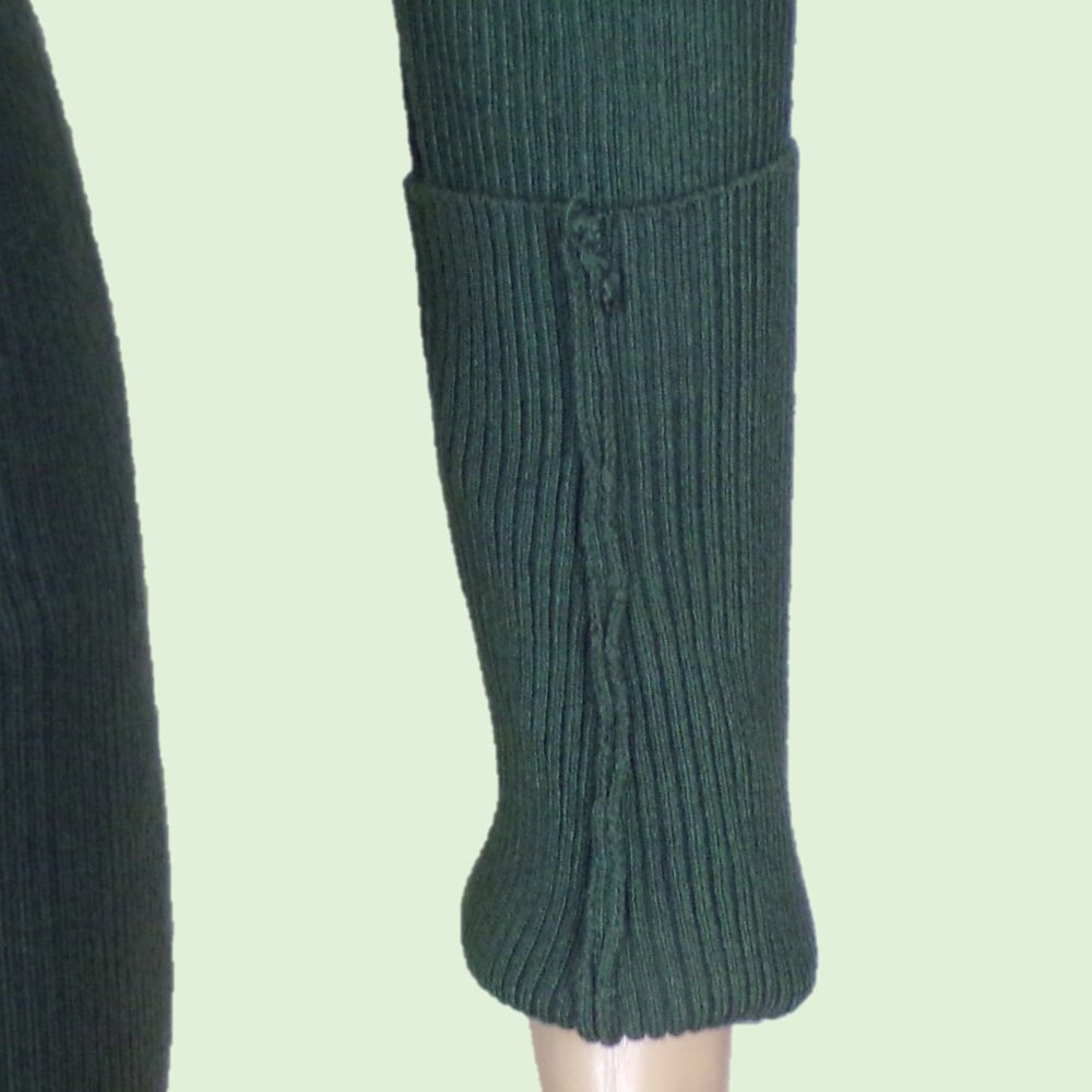 ROCOROSE size M forest-green knit bodycon long-sleeve turtleneck midi dress - Picture 10 of 13